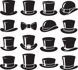 Top hat icon isolated on white background silhouette editable vector