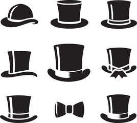 Top hat icon isolated on white background silhouette editable vector