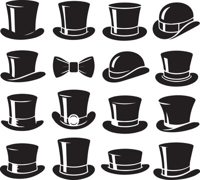Top hat icon isolated on white background silhouette editable vector