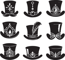 Top hat icon isolated on white background silhouette editable vector