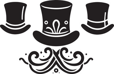 Top hat icon isolated on white background silhouette editable vector