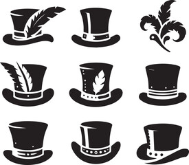 Top hat icon isolated on white background silhouette editable vector
