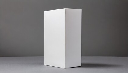 white tall rectangle blank box on grey background - obrazy, fototapety, plakaty