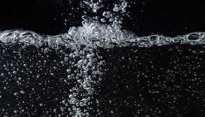 soda water bubbles splashing underwater against black background cola liquid texture that fizzing and floating up to surface like a explosion in under water for refreshing carbonate drink concept - obrazy, fototapety, plakaty