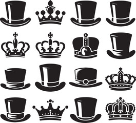 Top hat icon isolated on white background silhouette editable vector