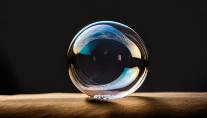 beautiful translucent soap bubble on dark background