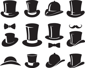 Top hat icon isolated on white background silhouette editable vector