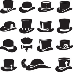 Top hat icon isolated on white background silhouette editable vector