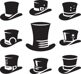 Top hat icon isolated on white background silhouette editable vector