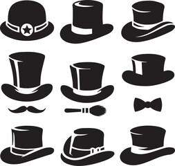 Top hat icon isolated on white background silhouette editable vector
