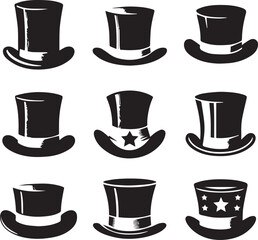Top hat icon isolated on white background silhouette editable vector