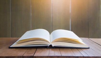 open book on wooden desk background