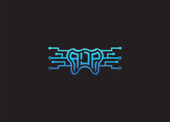 Obraz premium Letter AJP Modern Technology Vector Monogram Dental care shape Logo