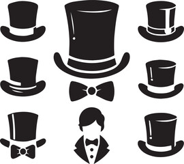Top hat icon isolated on white background silhouette editable vector