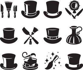 Top hat icon isolated on white background silhouette editable vector