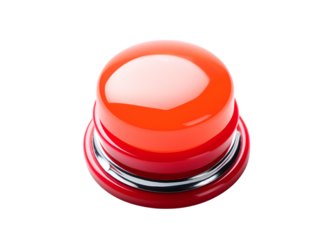 Red Push Button, isolated on a transparent or white background