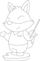 Fox Teacher Pointer Animal Vector Graphic Art Illustration