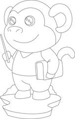 Monkey Teacher Book Animal Vector Graphic Art Illustration