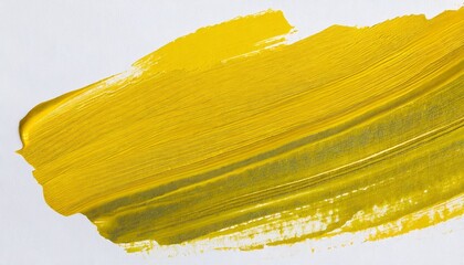 yellow acrylic stain element on white background with brush and paint texture hand drawn acrylic brush strokes abstract fluid liquid ink pattern