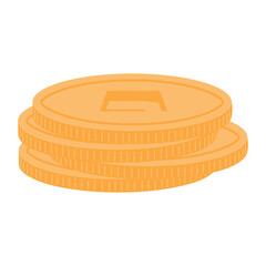 Vietnamese, Korean, Chinese New Year gold coins stacked illustration. Hand drawn cartoon vector illustration. Flat style design. Tet, Seollal, CNY celebration symbol. Holiday card, banner element
