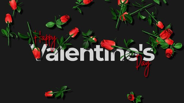 Happy valentines day handwritten animated text in white color on the green screen. Suitable for celebrations or greeting cards. Romantic valentine's day background animation. Happy Valentine's Day.

