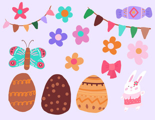Easter isolated hand drawn design elements vector set