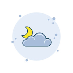 Cartoon cloud with crescent icon vector illustration. Moonlight icon on bubbles background. Moon sign concept.