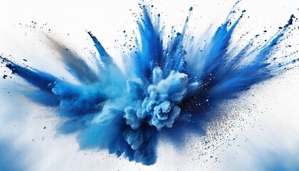 blue powder explosion on white