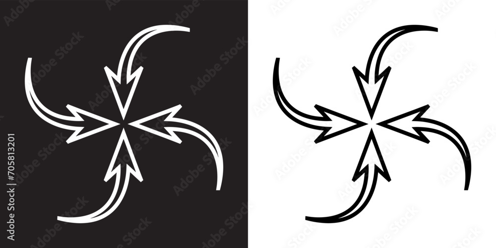 Poster inward arrow icon vector. four arrows icon sign symbol in trendy flat style. arrow pointing center v