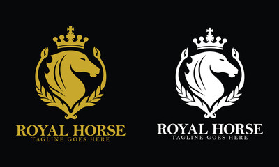 flat vector logo of royal horse ,horse logo ,golden horse logo