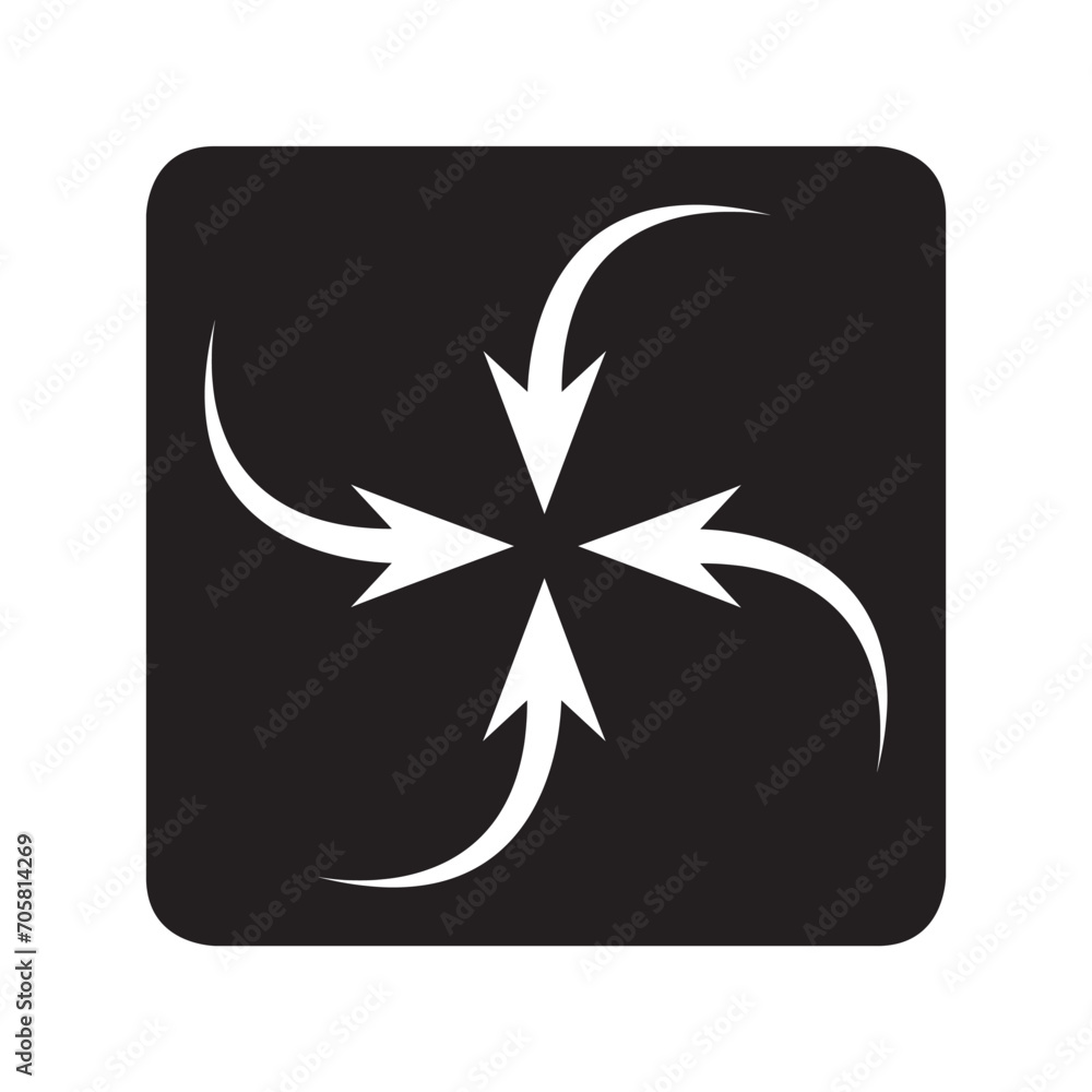 Poster inward arrow icon vector. four arrows logo design. arrow pointing center vector icon illustration in