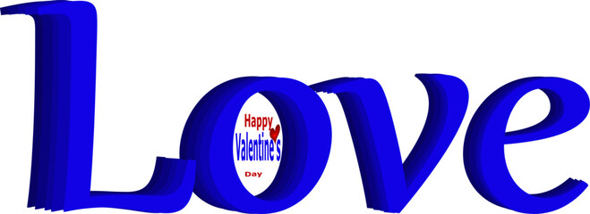 Blue and red vector drawing with happy valentines day in the word love