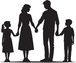 family silhouette isolated over white background editable vector illustration