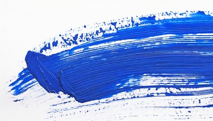 blue stroke of the paint brush on white