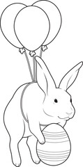 Bunny Easter Easter egg Balloons Animal Vector Graphic Art Illustration