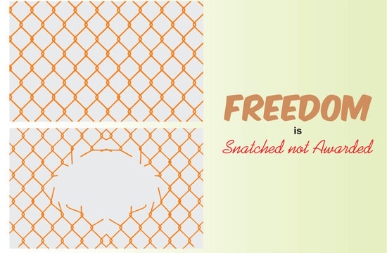 Freedom is snatched not awarded. The Concept of Gaining Freedom by breaking chains. Multipurpose broken chains high HD resolution illustration.