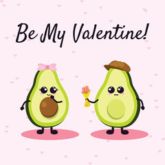 Cute Valentine's day animated avocado couple card