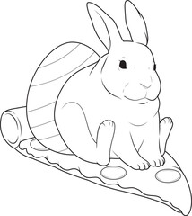 Bunny Easter Easter egg Pizza Animal Vector Graphic Art Illustration