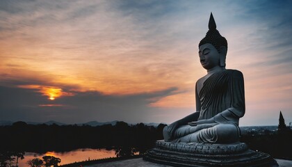 buddha statue at sunset