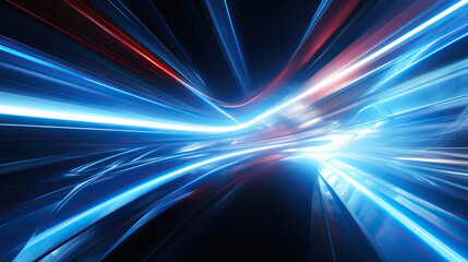 Dynamic and futuristic background with orange and blue glowing neon waves, data technology