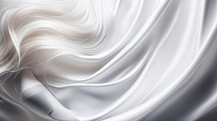 white silk fabric and blonde hair