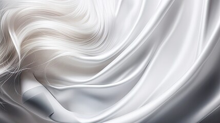 Fototapeta premium white silk fabric and blonde hair