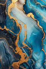 Naklejka premium Beautiful gold and blue marble texture close up