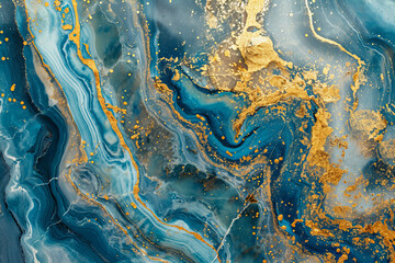 Beautiful gold and blue marble texture close up