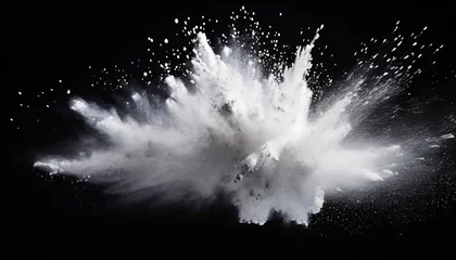 Fotobehang white powder explosion on black background © Katherine