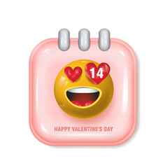 Valentine's Day. 3d vector icon, calendar. A card with a heart, Valentine's Day.A greeting card, a banner, a place to copy.