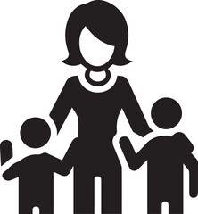 family silhouette isolated over white background editable vector illustration