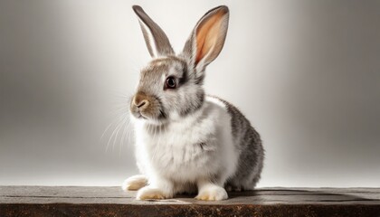 adorable cute rabbit sit on white background