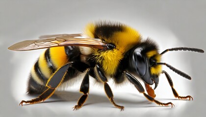 bumblebee on white - obrazy, fototapety, plakaty