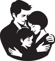 family silhouette isolated over white background editable vector illustration